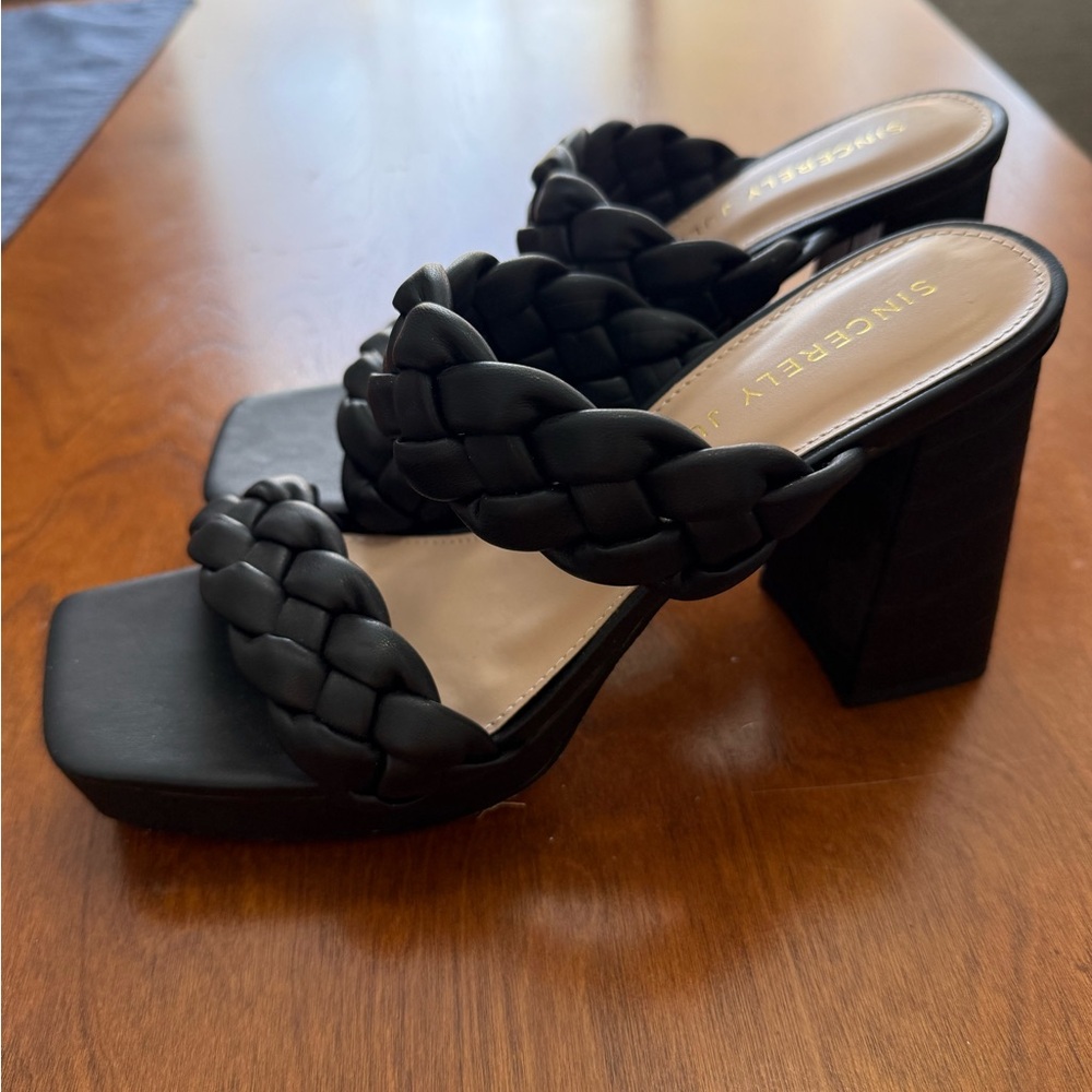Sincerely Jules Elegant Black Braided Heels